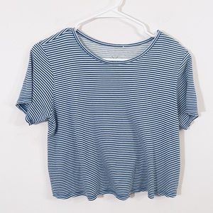 PACSUN Blue and White Striped Short Crop Top
